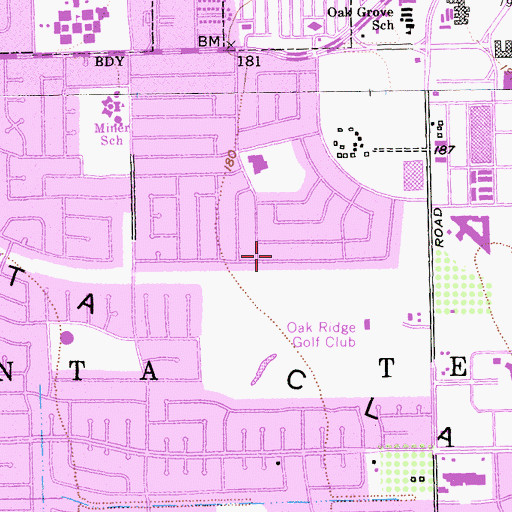 Topographic Map of Plantation Christian High School, CA