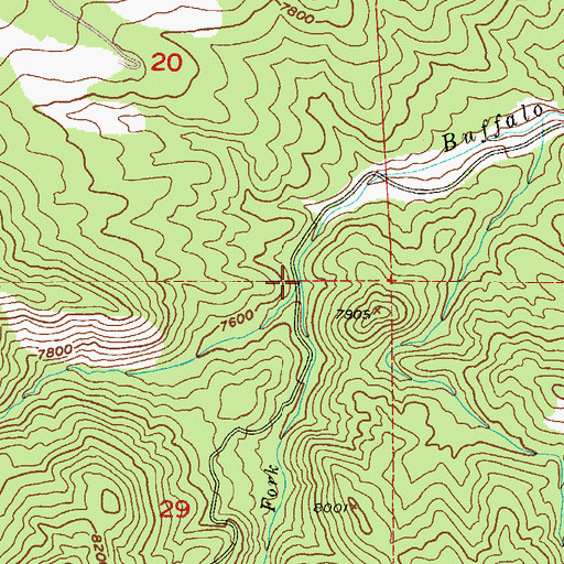 Topographic Map of South Fork Buffalo Creek, CO