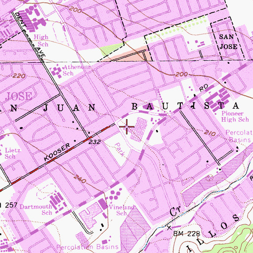Topographic Map of Princeton Plaza Mall Shopping Center, CA