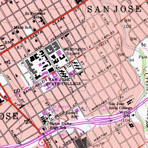 Topographic Map of Saint Pauls United Methodist Church, CA