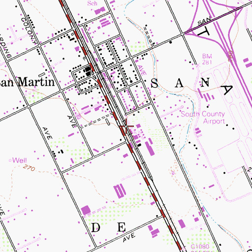 Topographic Map of San Martin Vineyards, CA