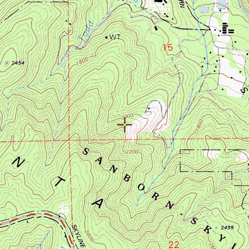 Topographic Map of Sanborn-Skyline County Park, CA