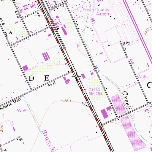 Topographic Map of Sanchez-South County Government Center, CA