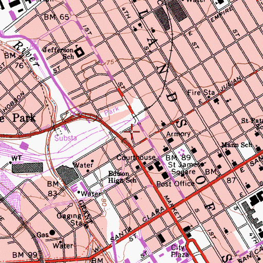 Topographic Map of Santa Clara County Law Library, CA