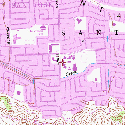 Topographic Map of Santa Teresa High School, CA
