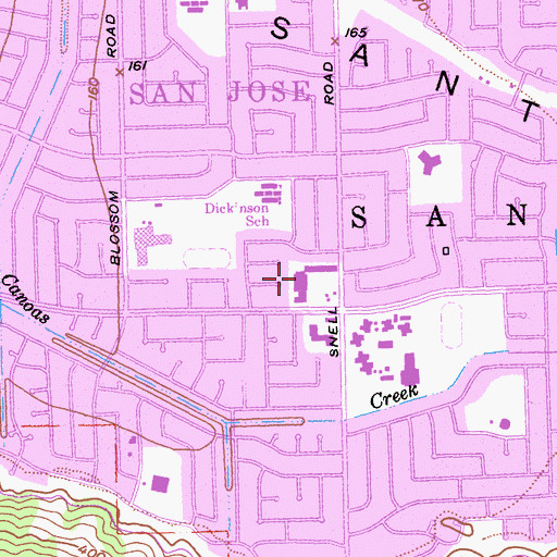 Topographic Map of Santa Teresa Square Shopping Center, CA