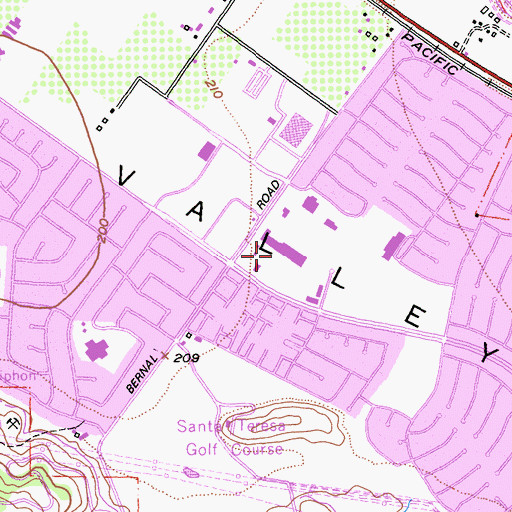 Topographic Map of Santa Teresa Village Shopping Center, CA