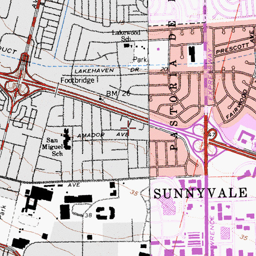 Topographic Map of Samoa Congregational Christian Church of Sunnyvale, CA