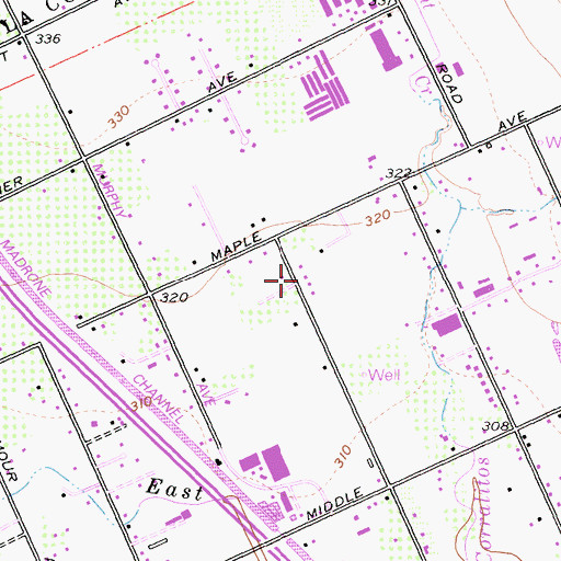 Topographic Map of South Valley Church of Christ, CA