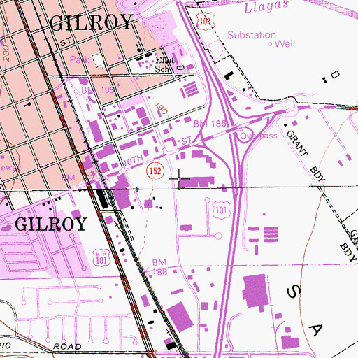Topographic Map of South Valley Plaza Shopping Center, CA