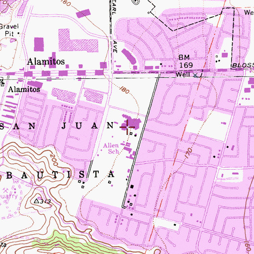 Topographic Map of Steinbeck Middle School, CA