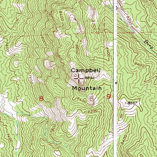 Topographic Map of Campbell Mountain, CO