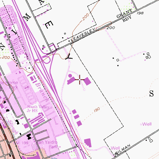 Topographic Map of The Outlets at Gilroy Shopping Center, CA