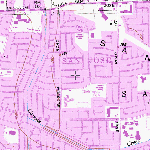 Topographic Map of Valley Church of the Nazarene, CA