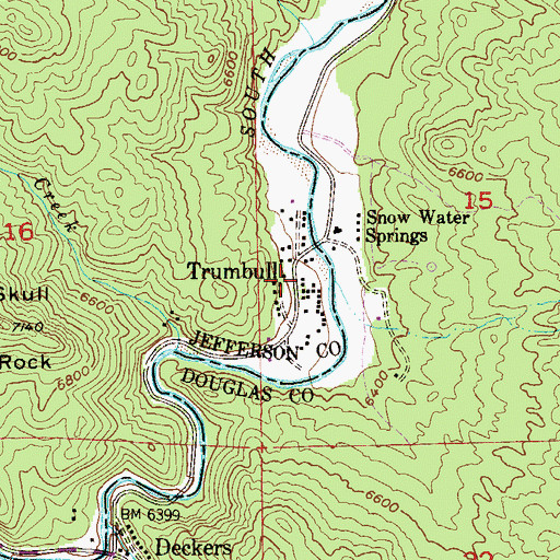 Topographic Map of Trumbull, CO