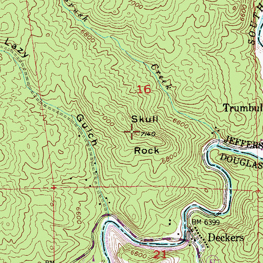 Topographic Map of Skull Rock, CO