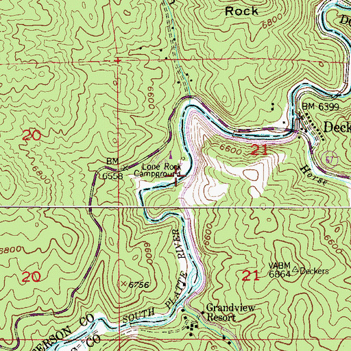 Topographic Map of Lone Rock Campground, CO