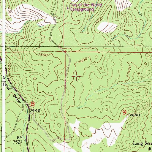 Topographic Map of Top of the World Picnic Ground, CO