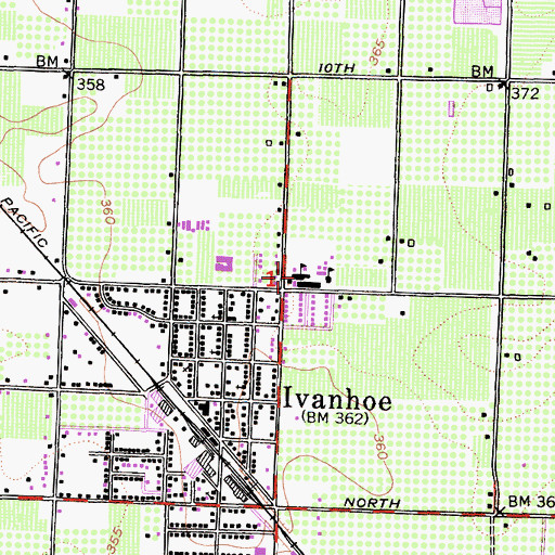 Topographic Map of Ivanhoe Elementary School, CA