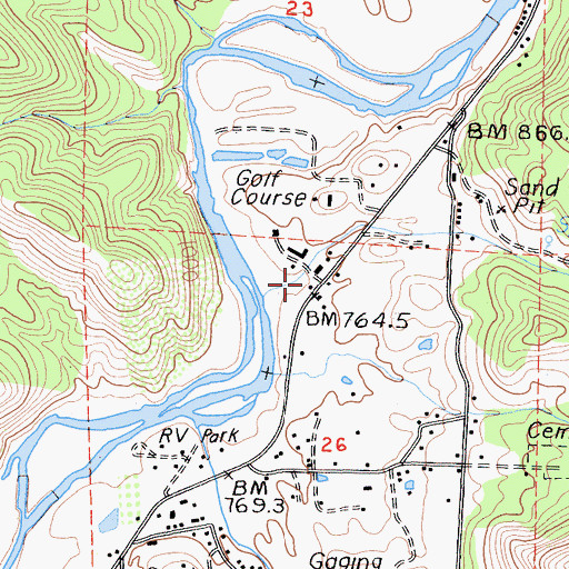 Topographic Map of Three Rivers Post Office, CA