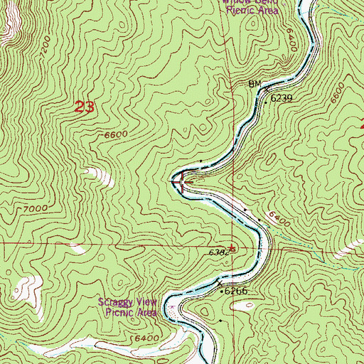 Topographic Map of Ponderosa Pine Campground, CO