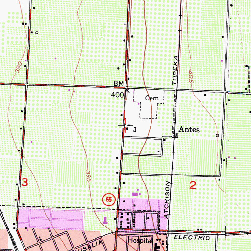 Topographic Map of Exeter High School Farm, CA