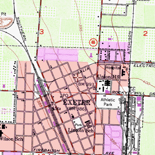 Topographic Map of First Assembly of God Church, CA