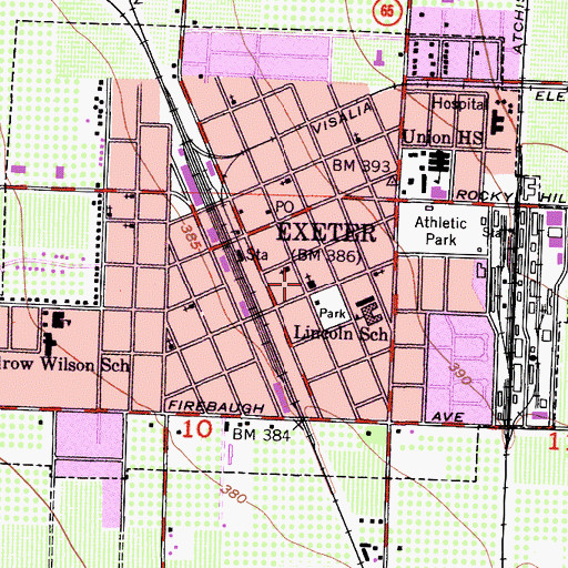Topographic Map of First Baptist Church, CA