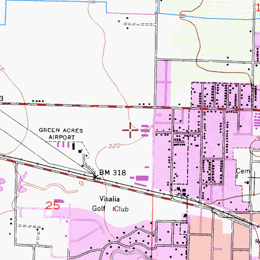 Topographic Map of Green Acres Middle School, CA