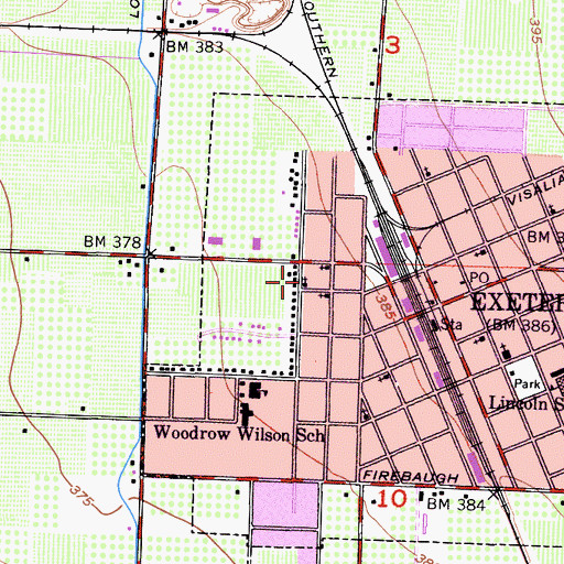Topographic Map of United Pentecostal Church of Exeter, CA