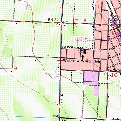 Topographic Map of West End Pentecostal Tabernacle, CA