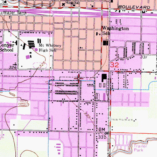 Topographic Map of Central Church of Christ, CA