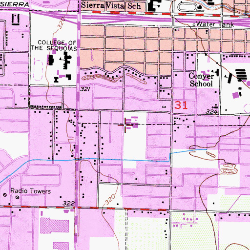 Topographic Map of Divisadero Middle School, CA