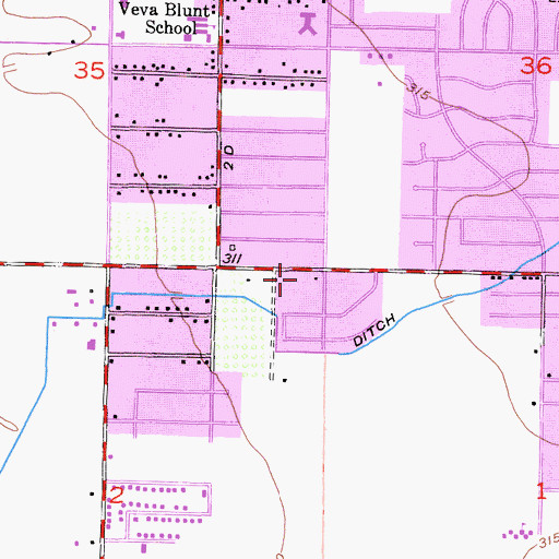 Topographic Map of First Assembly of God Church, CA