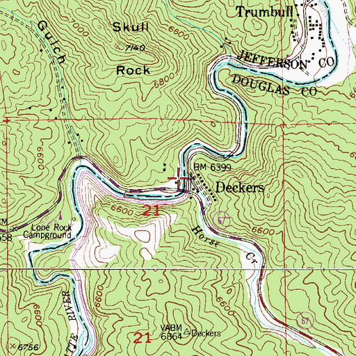 Topographic Map of Horse Creek, CO