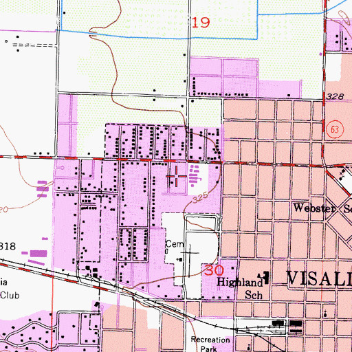 Topographic Map of Houston Avenue Elementary School, CA