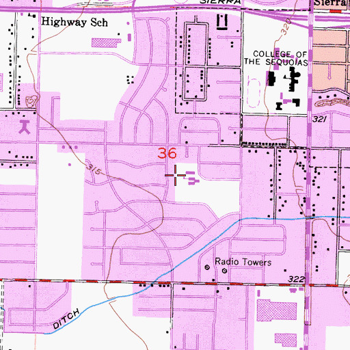 Topographic Map of Royal Oaks Elementary School, CA