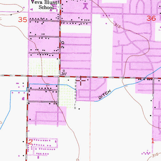 Topographic Map of Visalia Christian Academy, CA