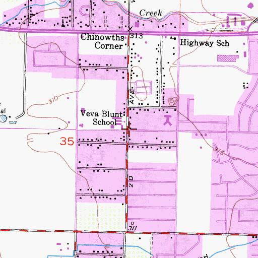 Topographic Map of West Visalia Church of Christ, CA