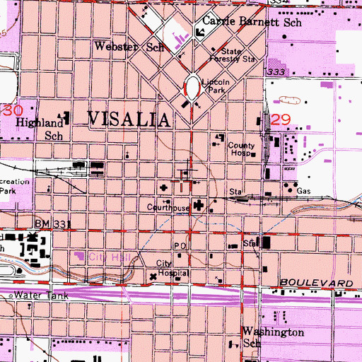 Topographic Map of Christ Lutheran Church, CA