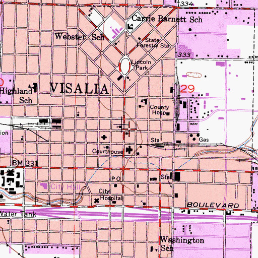 Topographic Map of First Church of Christ Scientist, CA