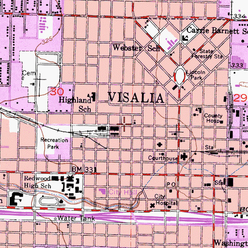 Topographic Map of First Church of the Nazarene, CA