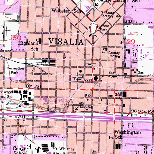 Topographic Map of First Presbyterian Church, CA