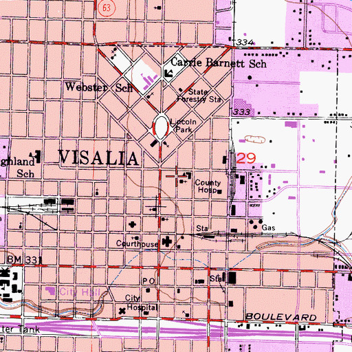 Topographic Map of Goerge McCann Grammar School, CA