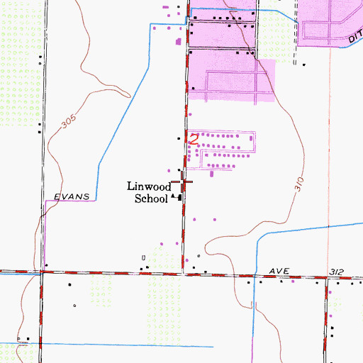 Topographic Map of Linwood Park, CA