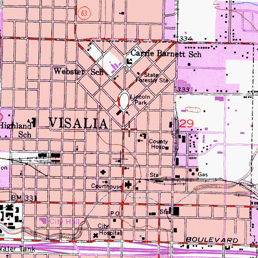 Topographic Map of Saint Marys Roman Catholic Church, CA