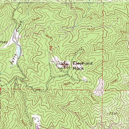 Topographic Map of Elephant Rock, CO
