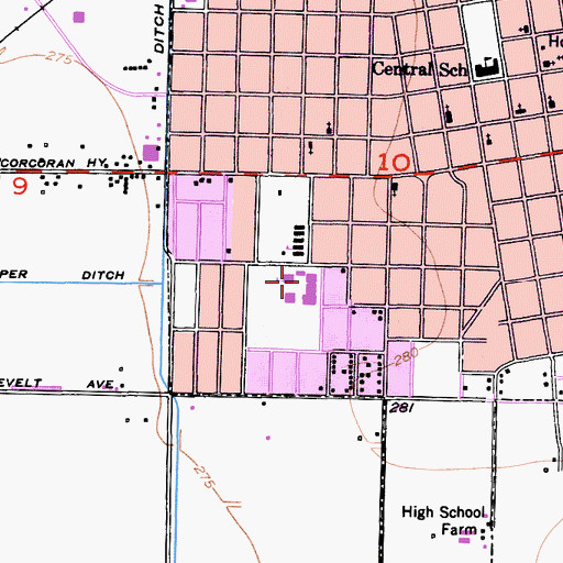 Topographic Map of Alice G Malcahy Middle School, CA