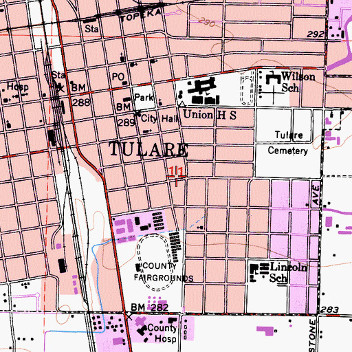 Topographic Map of Central Bible Baptist Church, CA