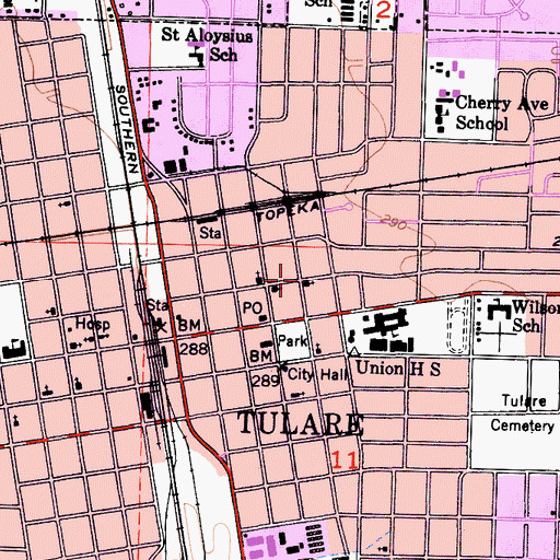 Topographic Map of Church of Christ, CA